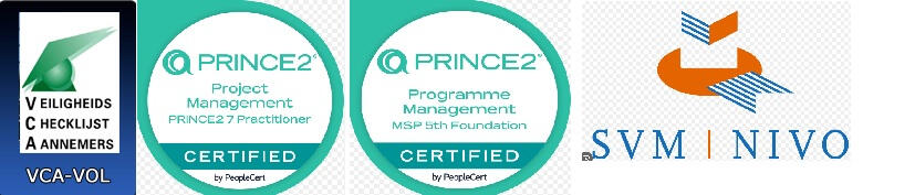 Certificaten Prince 2 Practicioner, MSP Foundation, VCA-VOL, SVM-NIVO